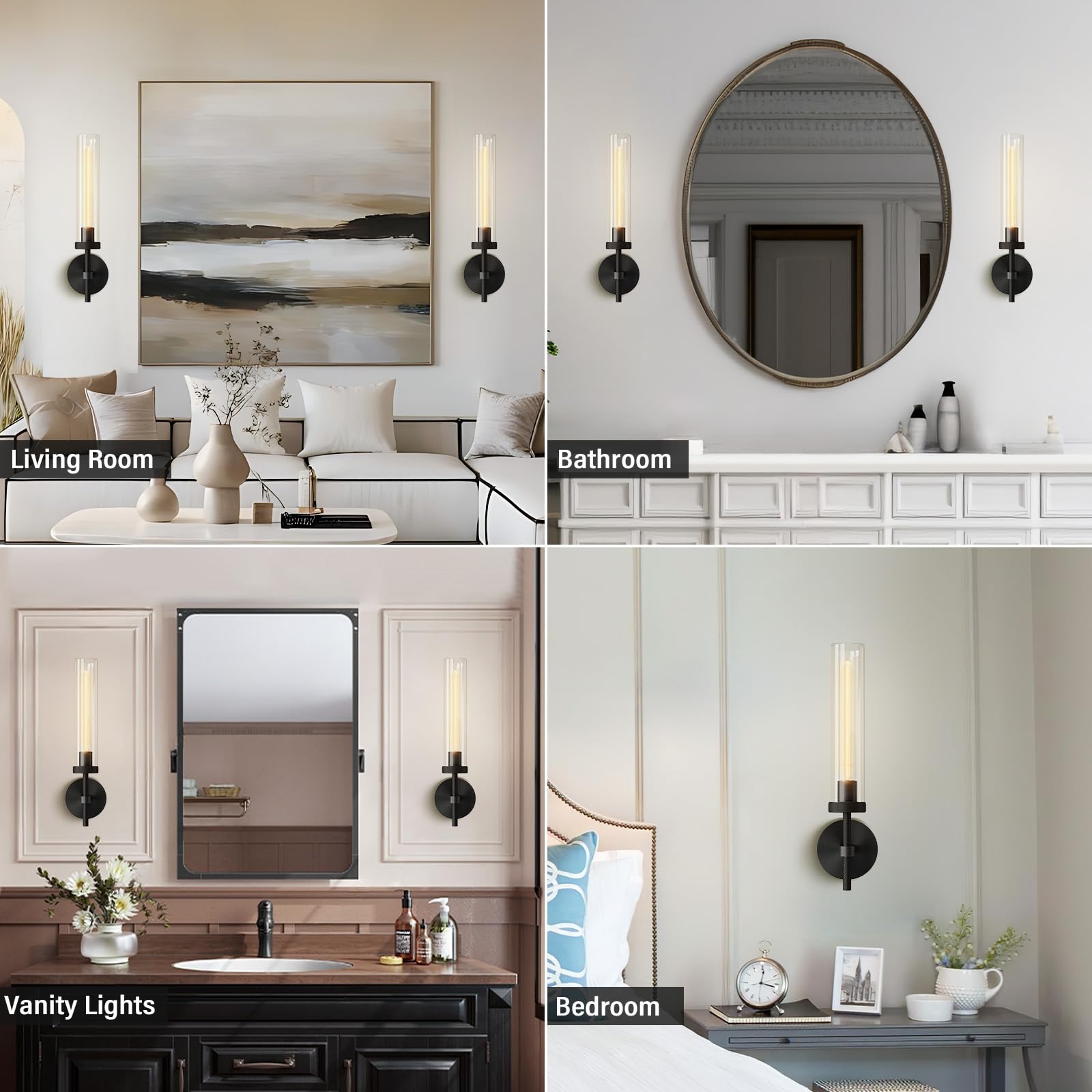 Brass Wall Sconces, 30in Gold 2 - Light Double Glass Sconces Wall Lighting, Bathroom Knurled Vanity Light Sconces, Wall Lights for Living Room Bedroom（Including Bulb） - Camilalamps - B0CMQ44FJK