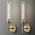 Brass Wall Sconces, 30in Gold 2 - Light Double Glass Sconces Wall Lighting, Bathroom Knurled Vanity Light Sconces, Wall Lights for Living Room Bedroom（Including Bulb） - Camilalamps - B0C6TNHH9J