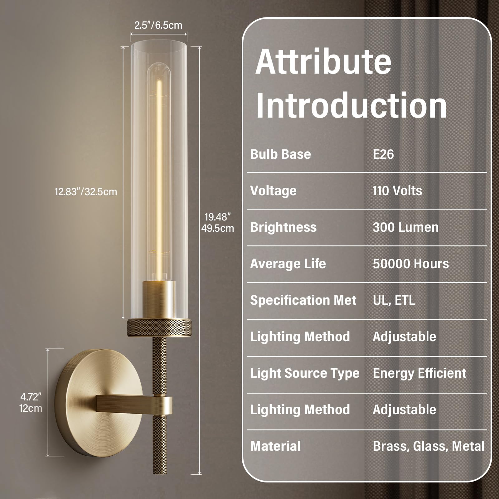 Brass Wall Sconces Set of 2, Double Lights 30" Knurled Texture Indoor Wall Light Fixtures, Bathroom Vanity Light Fixtures with Clear Glass, Modern Wall Lamp for Living Room Hallway(Bulb Included) - Camilalamps - B0CNGSBBJ3