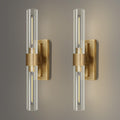 Brass Wall Sconces Set of Two, 22.8'' Gold Bathroom Sconces Wall Decor with Clear Glass Shade, Indoor Vanity Wall Lights for Bathroom Living Room Bedroom Hallway Fireplace Staircase - Camilalamps - B0BFWKM9ZJ