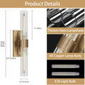 Brass Wall Sconces Set of Two, 22.8'' Gold Bathroom Sconces Wall Decor with Clear Glass Shade, Indoor Vanity Wall Lights for Bathroom Living Room Bedroom Hallway Fireplace Staircase - Camilalamps - B0BFWHL1S4