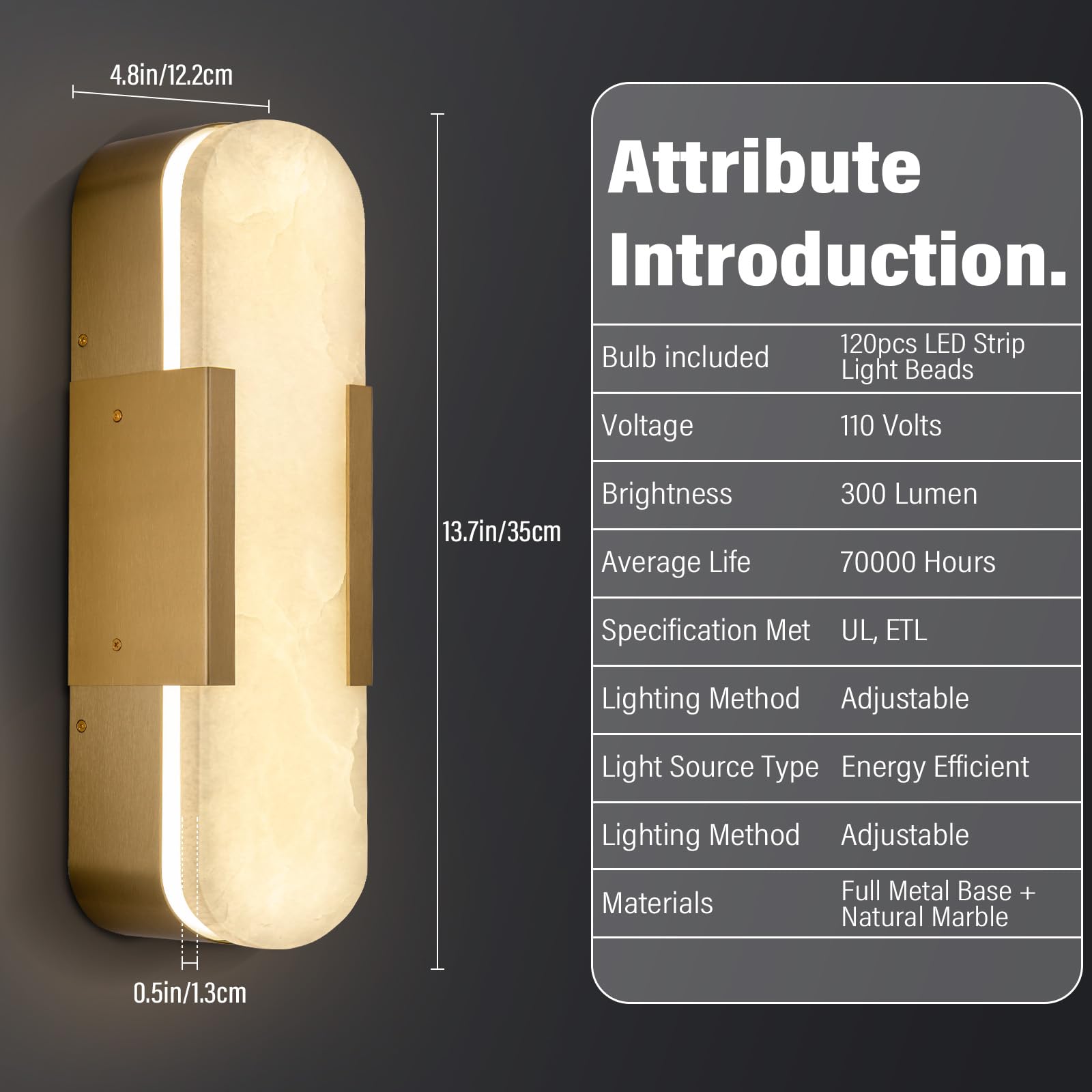 Brass Wall Sconces Set of Two, Natural Alabaster Wall Light,Gold Vanity Light Fixtures for Bathroom,Bedside Wall Lamp Perfect for Bedroom, Hallway, Living Room Kitchen(Gift LED) - Camilalamps - B0DWZP1YHS