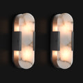 Brass Wall Sconces Set of Two, Natural Alabaster Wall Light,Gold Vanity Light Fixtures for Bathroom,Bedside Wall Lamp Perfect for Bedroom, Hallway, Living Room Kitchen(Gift LED) - Camilalamps - B0DX142C1K