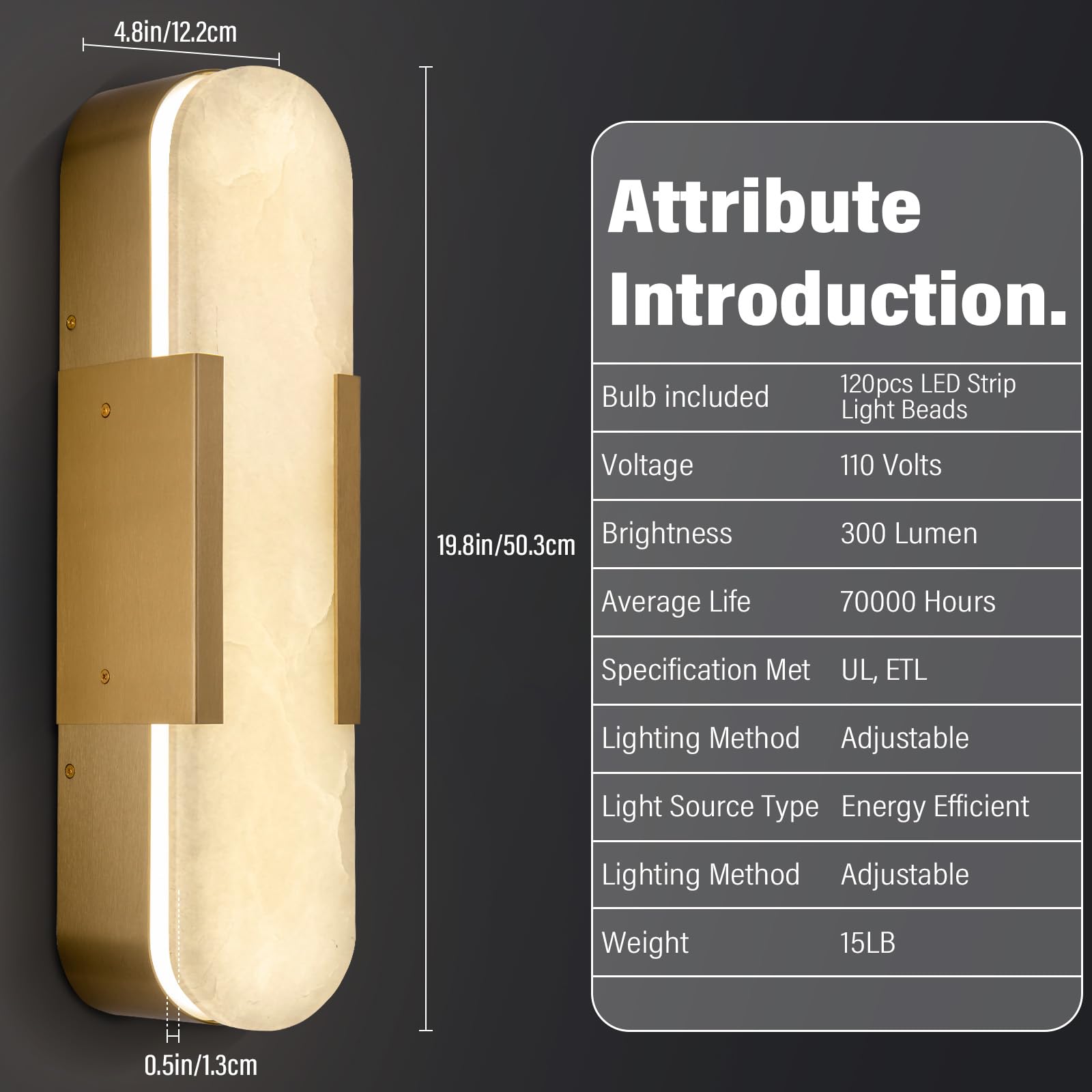 Brass Wall Sconces Set of Two, Natural Alabaster Wall Light,Gold Vanity Light Fixtures for Bathroom,Bedside Wall Lamp Perfect for Bedroom, Hallway, Living Room Kitchen(Gift LED) - Camilalamps - B0DWZP1YHS