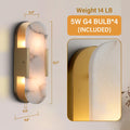 Brass Wall Sconces Set of Two, Natural Alabaster Wall Light,Gold Vanity Light Fixtures for Bathroom,Bedside Wall Lamp Perfect for Bedroom, Hallway, Living Room Kitchen(Gift LED) - Camilalamps - B0DWZP1YHS