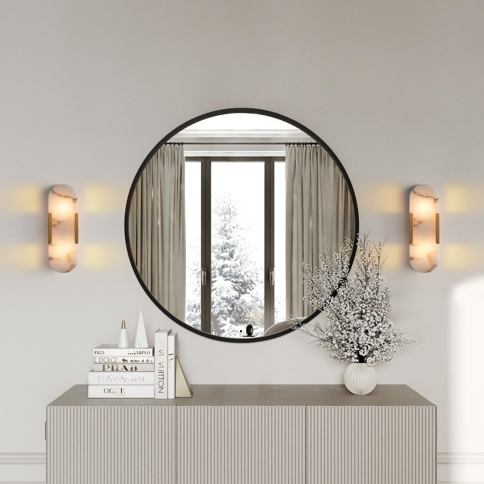 Brass Wall Sconces Set of Two, Natural Alabaster Wall Light,Gold Vanity Light Fixtures for Bathroom,Bedside Wall Lamp Perfect for Bedroom, Hallway, Living Room Kitchen(Gift LED) - Camilalamps - B0DWZP1YHS