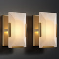 Brass Wall Sconces Set of Two, Natural Alabaster Wall Light,Gold Vanity Light Fixtures for Bathroom,Bedside Wall Lamp Perfect for Bedroom, Hallway, Living Room Kitchen(Gift LED) - Camilalamps - B0CKMKM32Z
