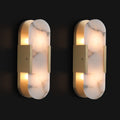 Brass Wall Sconces Set of Two, Natural Alabaster Wall Light,Gold Vanity Light Fixtures for Bathroom,Bedside Wall Lamp Perfect for Bedroom, Hallway, Living Room Kitchen(Gift LED) - Camilalamps - B0DWXJ7PVQ