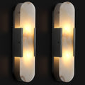 Brass Wall Sconces Set of Two, Natural Alabaster Wall Light,Gold Vanity Light Fixtures for Bathroom,Bedside Wall Lamp Perfect for Bedroom, Hallway, Living Room Kitchen(Gift LED) - Camilalamps - B0DWZP1YHS