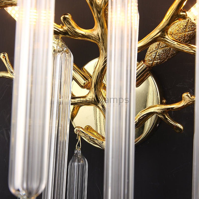 Bryce Modern Round Gold Clear Crystal Tube Wall Sconce - Camilalamps - CAM1423 - 1