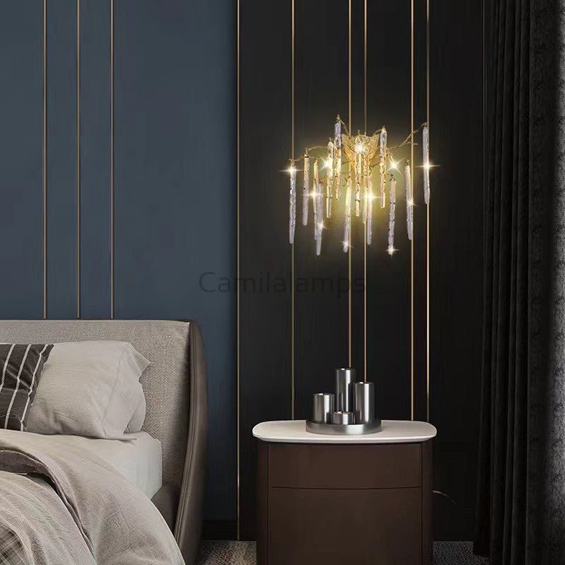 Bryce Modern Round Gold Clear Crystal Tube Wall Sconce - Camilalamps - CAM1423 - 1
