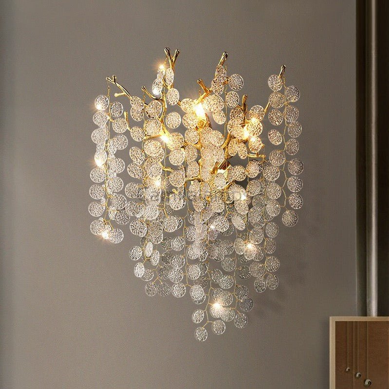Bryce Modern Round Gold Clear Crystal Wall Sconce - Camilalamps - CAM1432 - 1