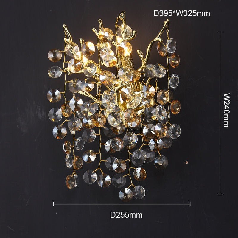 Bryce Modern Round Gold Clear Crystal Wall Sconce - Camilalamps - CAM1425 - 1