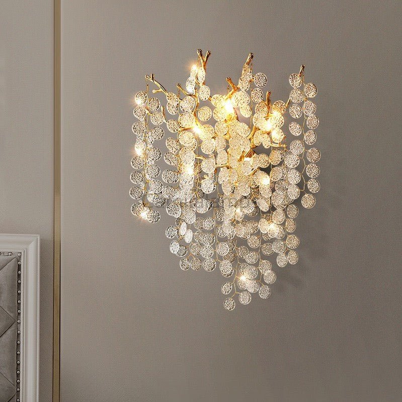 Bryce Modern Round Gold Clear Crystal Wall Sconce - Camilalamps - CAM1432 - 1