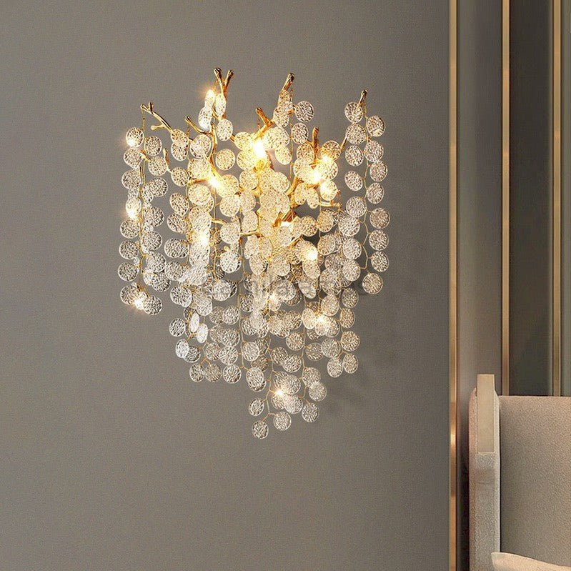 Bryce Modern Round Gold Clear Crystal Wall Sconce - Camilalamps - CAM1432 - 1