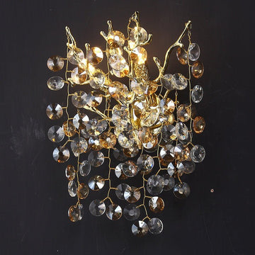 Bryce Modern Round Gold Clear Crystal Wall Sconce - Camilalamps - CAM1425 - 1