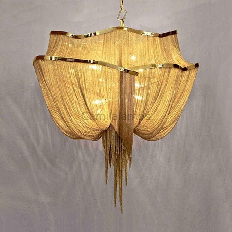 Alisa Luxury Double-Layer Aluminum Chain Tassel Chandelier - thebelacan