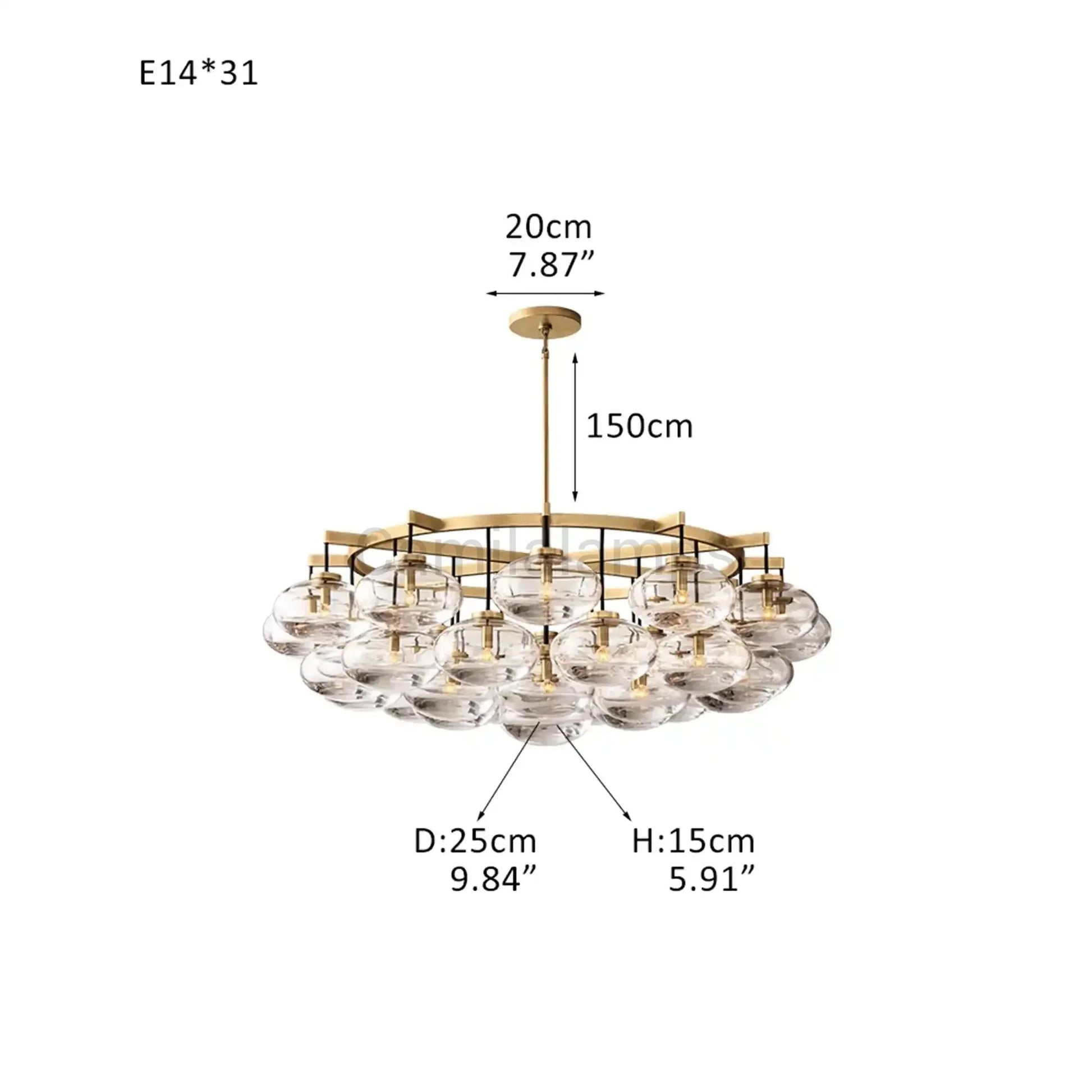 Cabretter Round Chandelier 36" 60" - Camilalamps - CA-Cabretter-Round-16