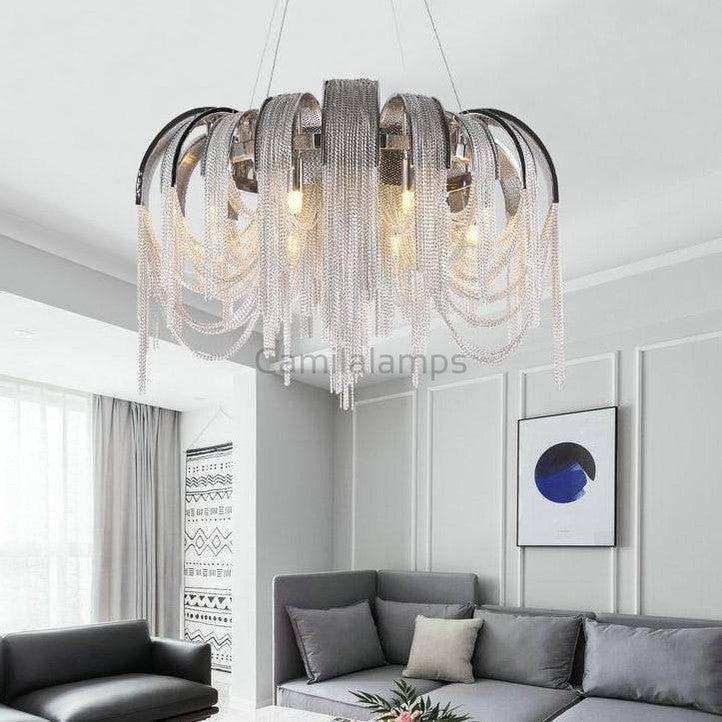 Cadena Aluminum Chain Tassel Chandelier - Camilalamps - 1138-11