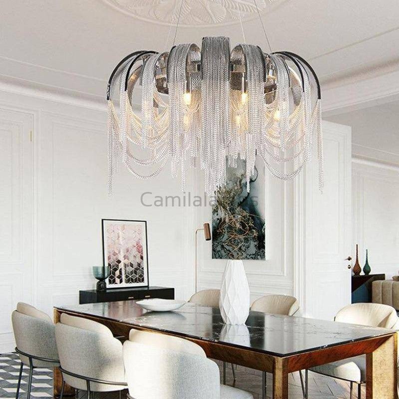 Cadena Aluminum Chain Tassel Chandelier - Camilalamps - 1138-11