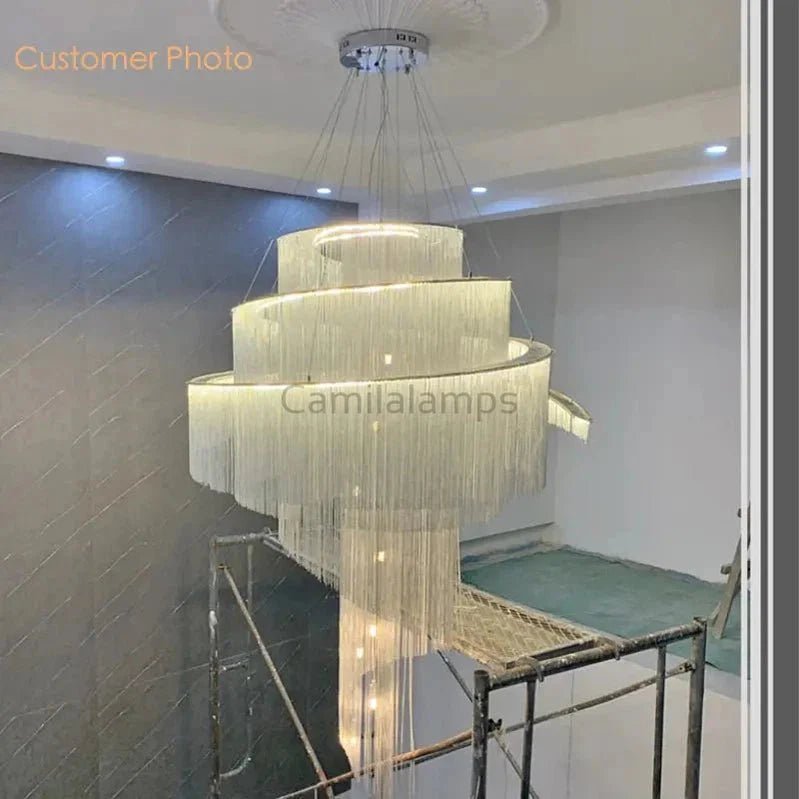 Cadena Chain Tassel Duplex Chandelier - Camilalamps - Caaa-11Z0011