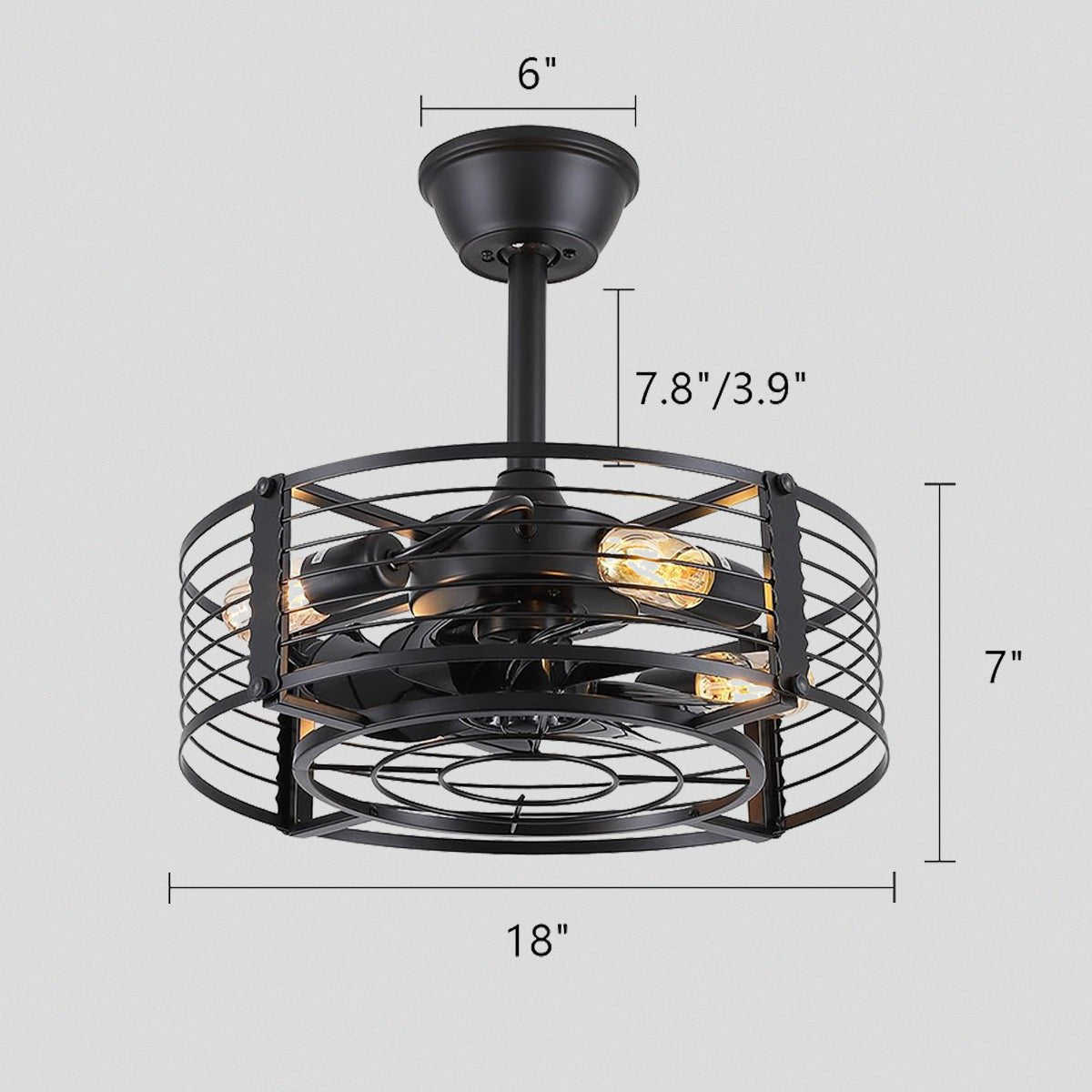 Cage Industrial Black Bladeless Ceiling Fan Light 18" - Camilalamps - CA - 6639 - 18CB - TL