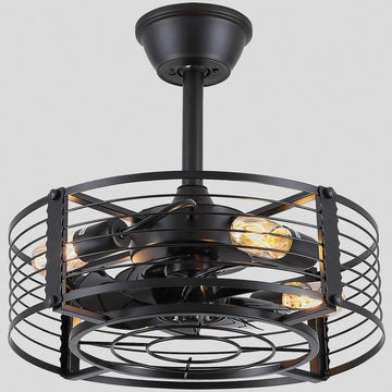 Cage Industrial Black Bladeless Ceiling Fan Light 18" - Camilalamps - CA - 6639 - 18CB - TL