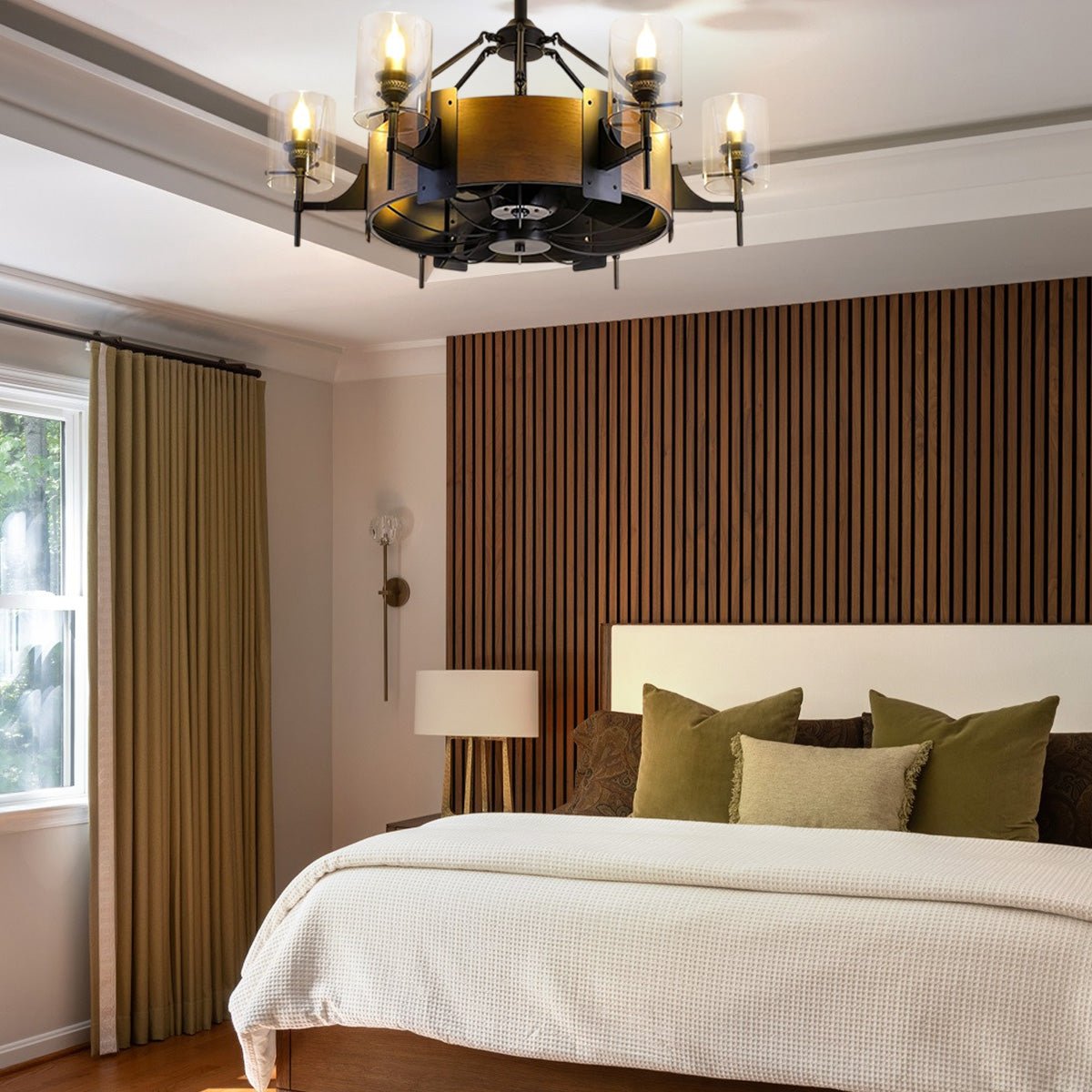 Caged Ceiling Fan with Lights Black Vintage Rustic Farmhouse Chandelier 38.5" - Camilalamps - CA - Vintage - Fan - Light