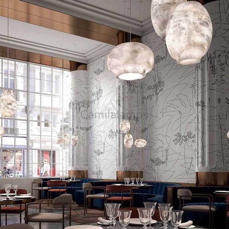 Caius Alabaster Lantern Pendant Light - Camilalamps - CAM - AB048