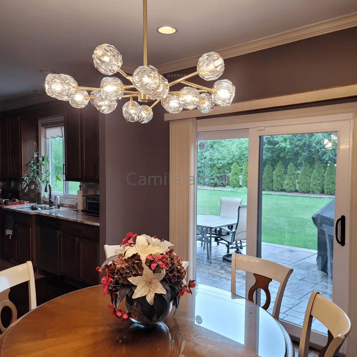 Camila Bille Cristal Round Chandelier 36" - Camilalamps - Ca-1Boule-1081-1002