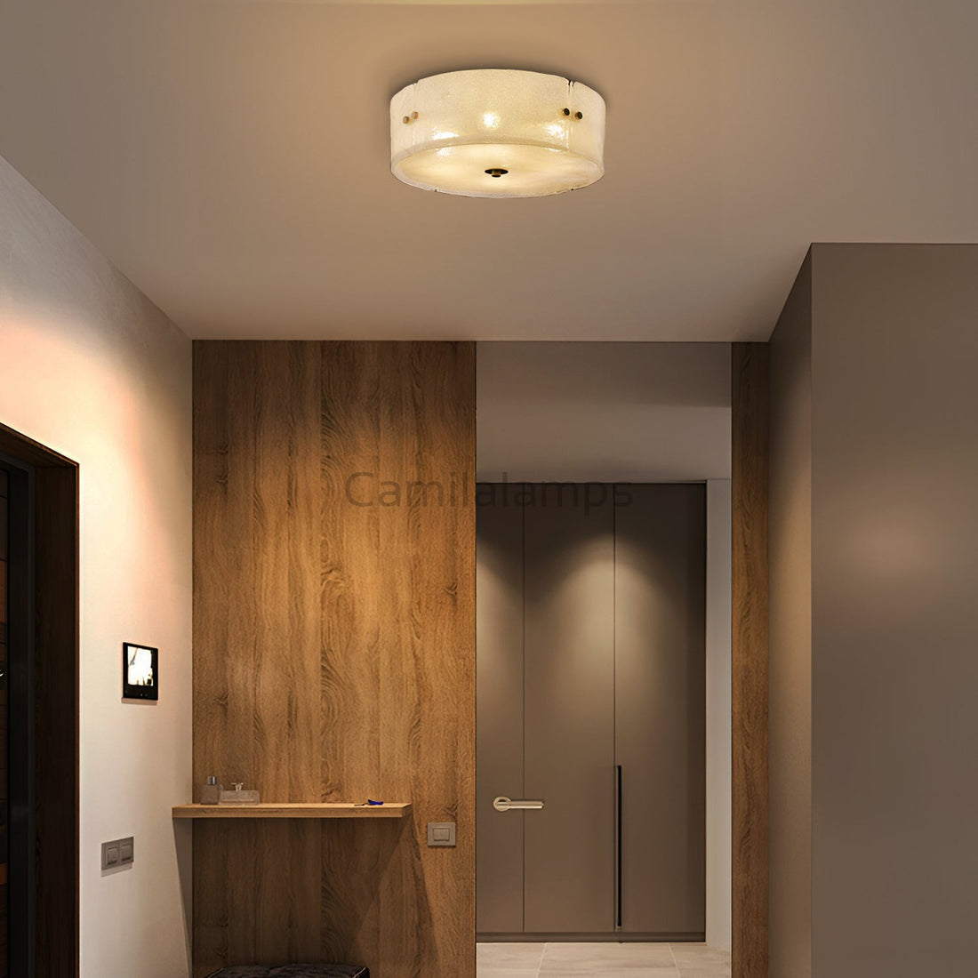 Camila Modern Antique Brass Textured Glass Ceiling Light - Camilalamps - CA - Moder - 2316 - 001