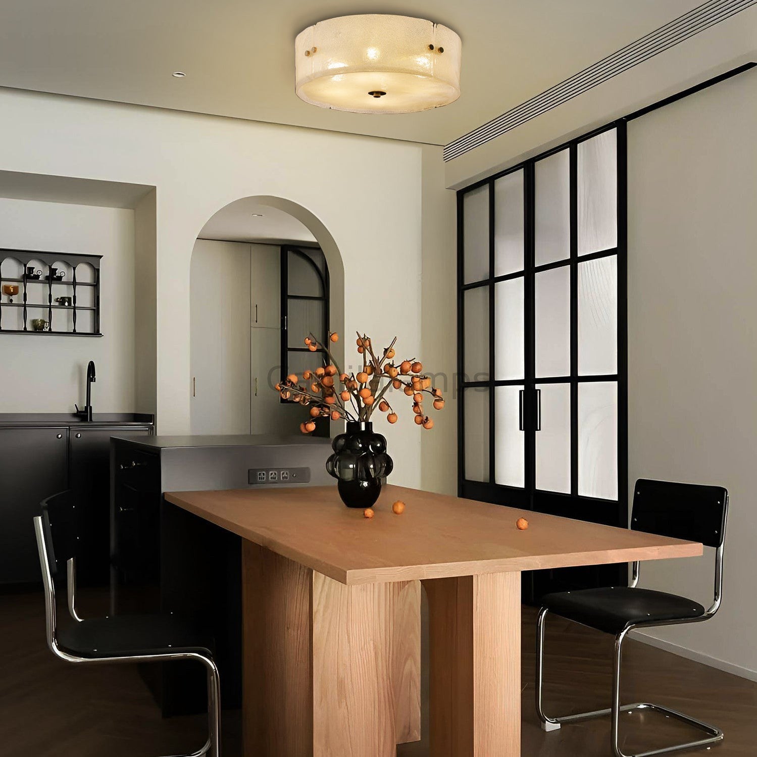 Camila Modern Antique Brass Textured Glass Ceiling Light - Camilalamps - CA - Moder - 2316 - 001