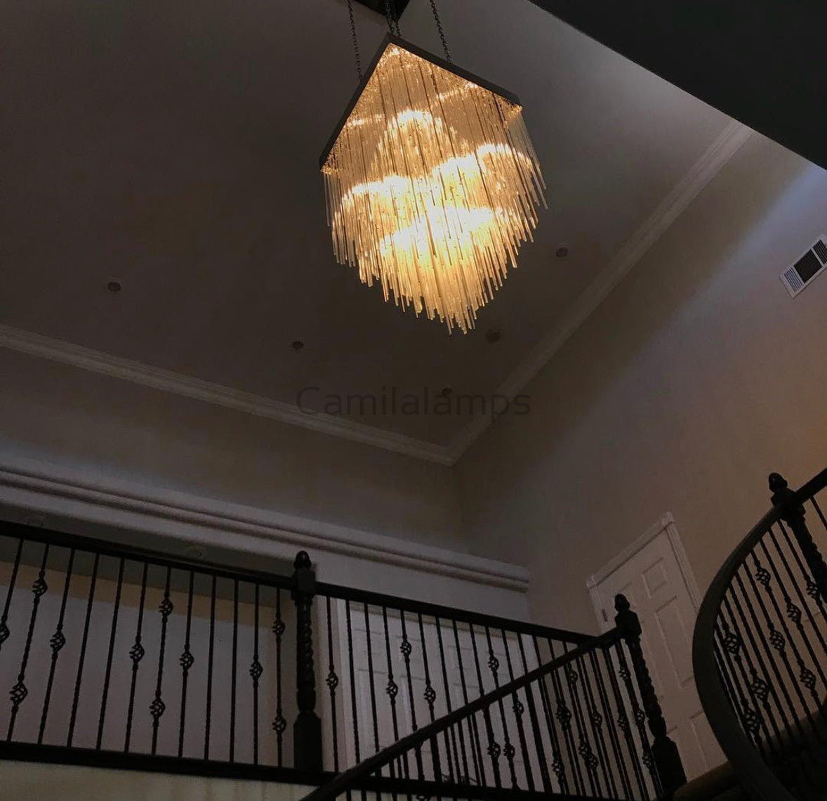 Cascade Glass Rectangular Chandelier 54" - Camilalamps - Cas-11