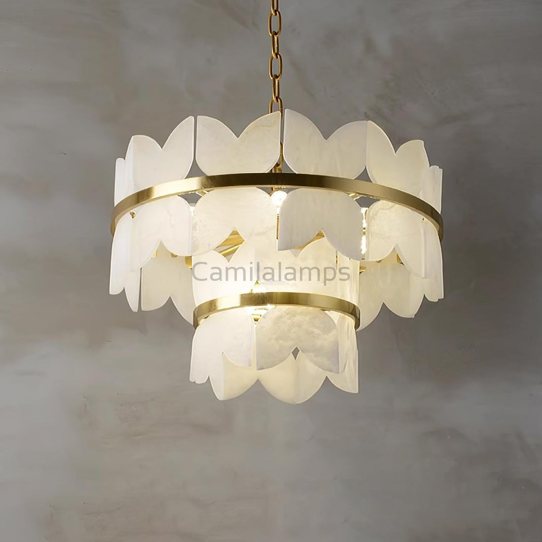Alabaster Cloudscape Chandelier with 1/2 layer