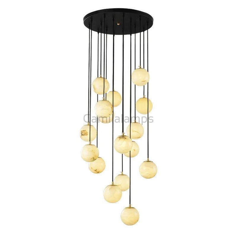 Cedric Alabaster Global Pendant Chandelier For Staircase - Camilalamps - CAM - AB047