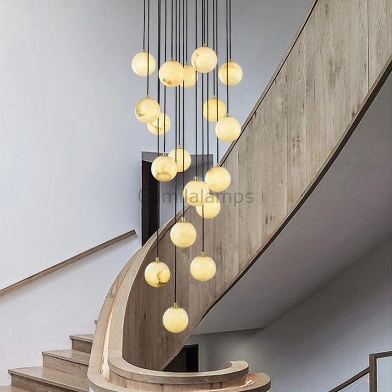 Cedric Alabaster Global Pendant Chandelier For Staircase - Camilalamps - CAM - AB046