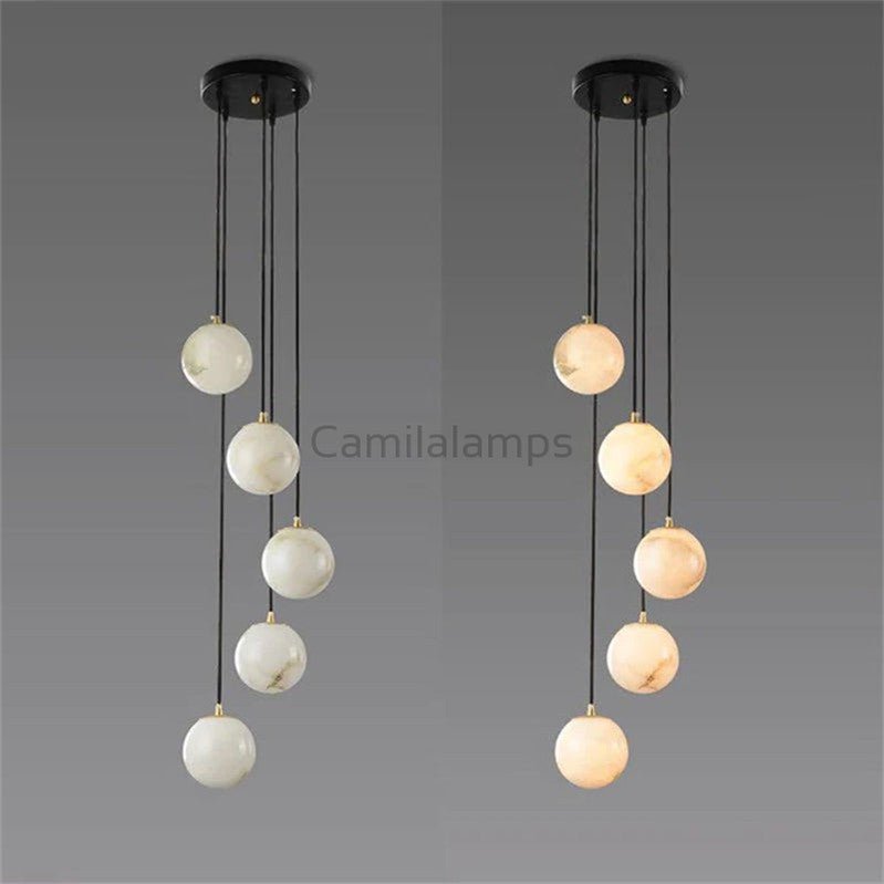 Cedric Alabaster Global Pendant Chandelier For Staircase - Camilalamps - CAM - AB043