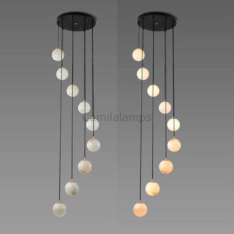 Cedric Alabaster Global Pendant Chandelier For Staircase - Camilalamps - CAM - AB045