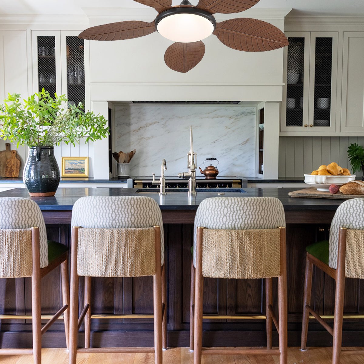 Ceiling Fan Palm Leaf Ceiling Fan 6 Speeds Reversible Ceiling Fans with Lights 48" - Camilalamps - CA - CFWL - 006