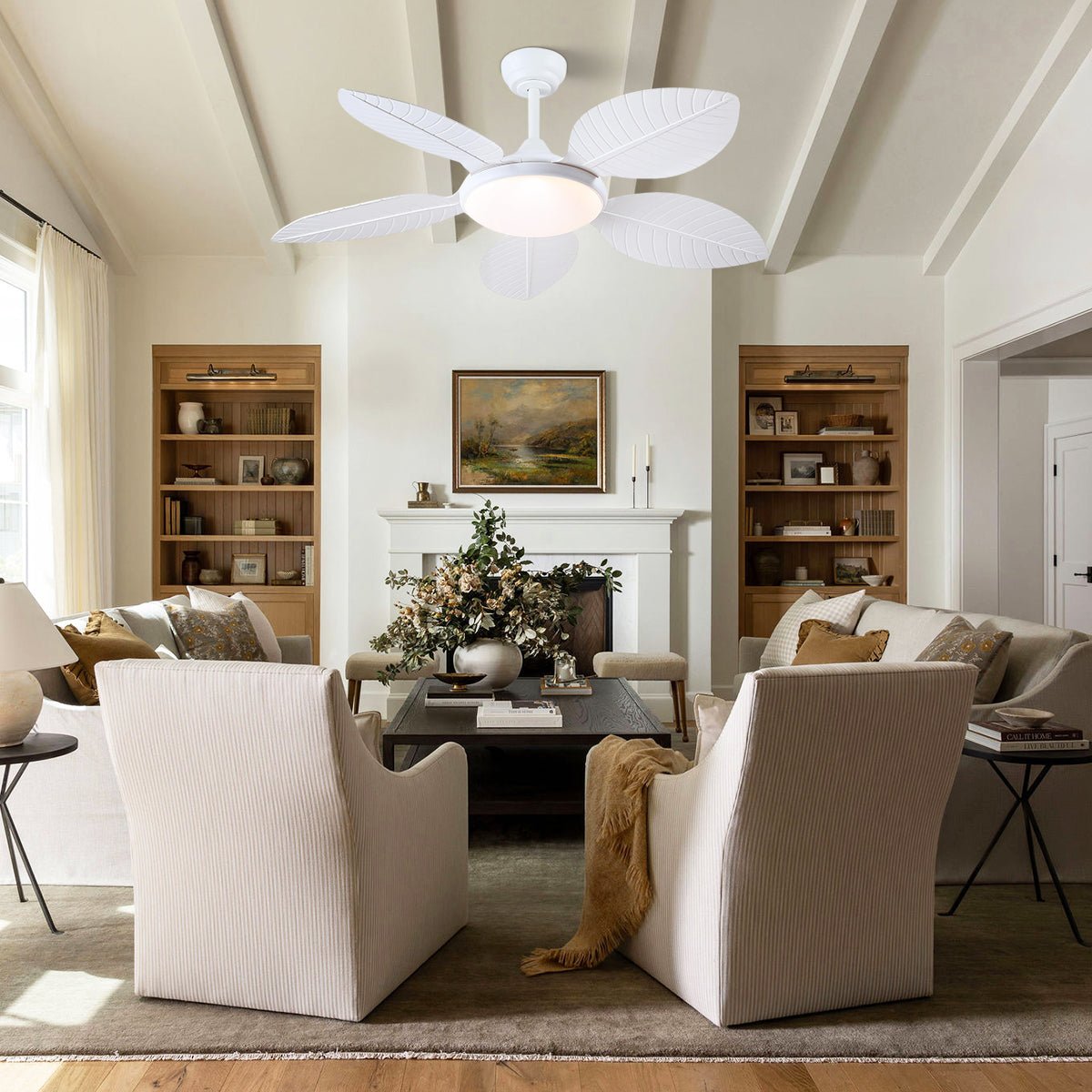 Ceiling Fan Palm Leaf Ceiling Fan 6 Speeds Reversible Ceiling Fans with Lights 48" - Camilalamps - CA - CFWL - 006