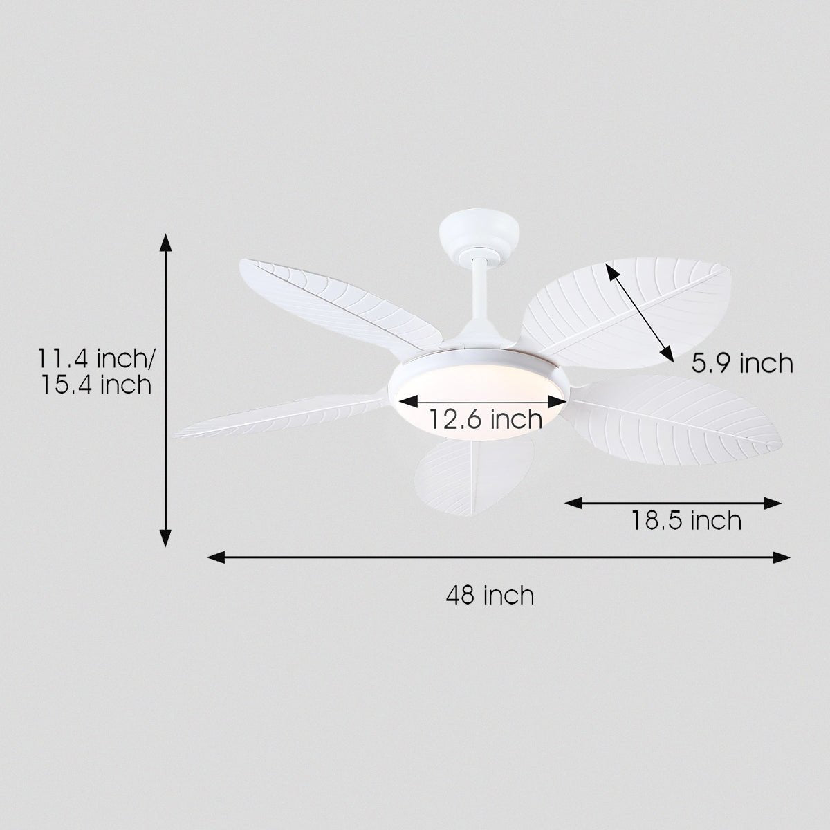 Ceiling Fan Palm Leaf Ceiling Fan 6 Speeds Reversible Ceiling Fans with Lights 48" - Camilalamps - CA - CFWL - 005