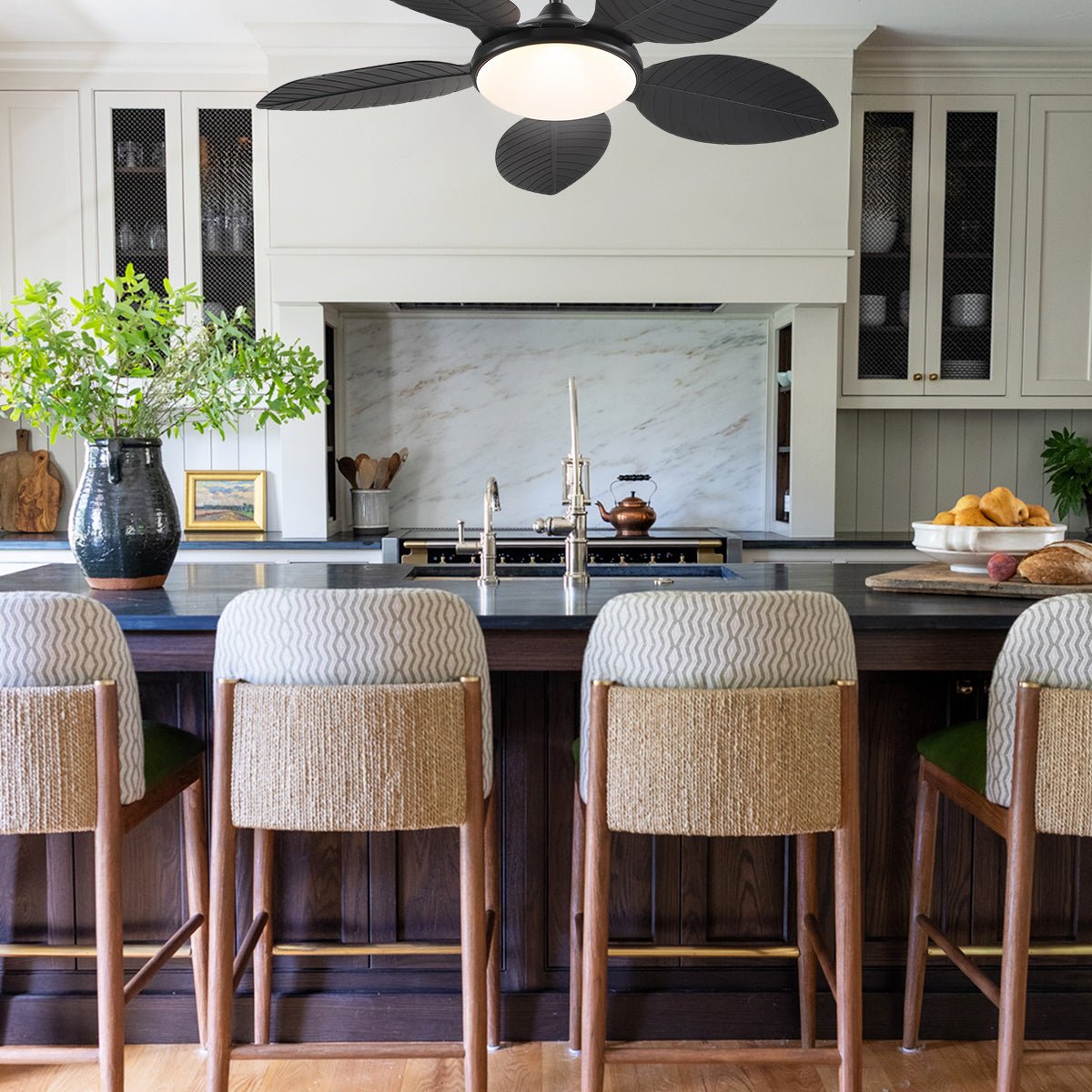 Ceiling Fan Palm Leaf Ceiling Fan 6 Speeds Reversible Ceiling Fans with Lights 48" - Camilalamps - CA - CFWL - 006