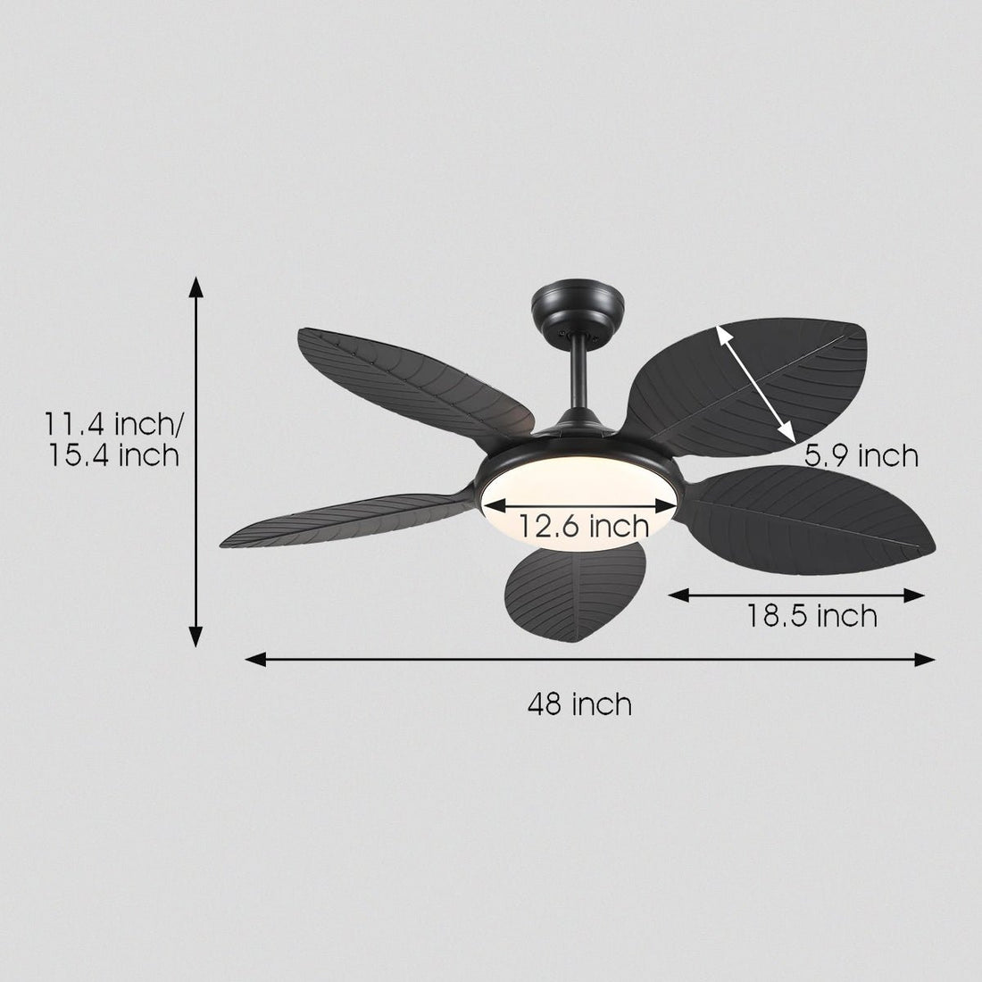 Ceiling Fan Palm Leaf Ceiling Fan 6 Speeds Reversible Ceiling Fans with Lights 48" - Camilalamps - CA - CFWL - 004