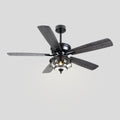 Ceiling Fans with Light and Remote Waterproof Wet Rated Ceiling Fan, 6 Speeds Modern Black Fan Lights 52