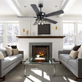 Ceiling Fans with Light and Remote Waterproof Wet Rated Ceiling Fan, 6 Speeds Modern Black Fan Lights 52