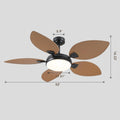 Ceiling Fans with Lights Palm Leaf Ceiling Fan for Patios Porch 6 Speeds, Reversible 52