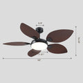 Ceiling Fans with Lights Palm Leaf Ceiling Fan for Patios Porch 6 Speeds, Reversible 52