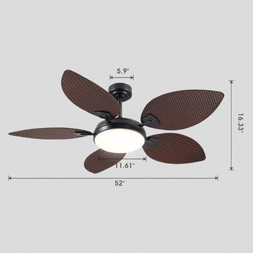Ceiling Fans with Lights Palm Leaf Ceiling Fan for Patios Porch 6 Speeds, Reversible 52" - Camilalamps - CA - CFWL - 002
