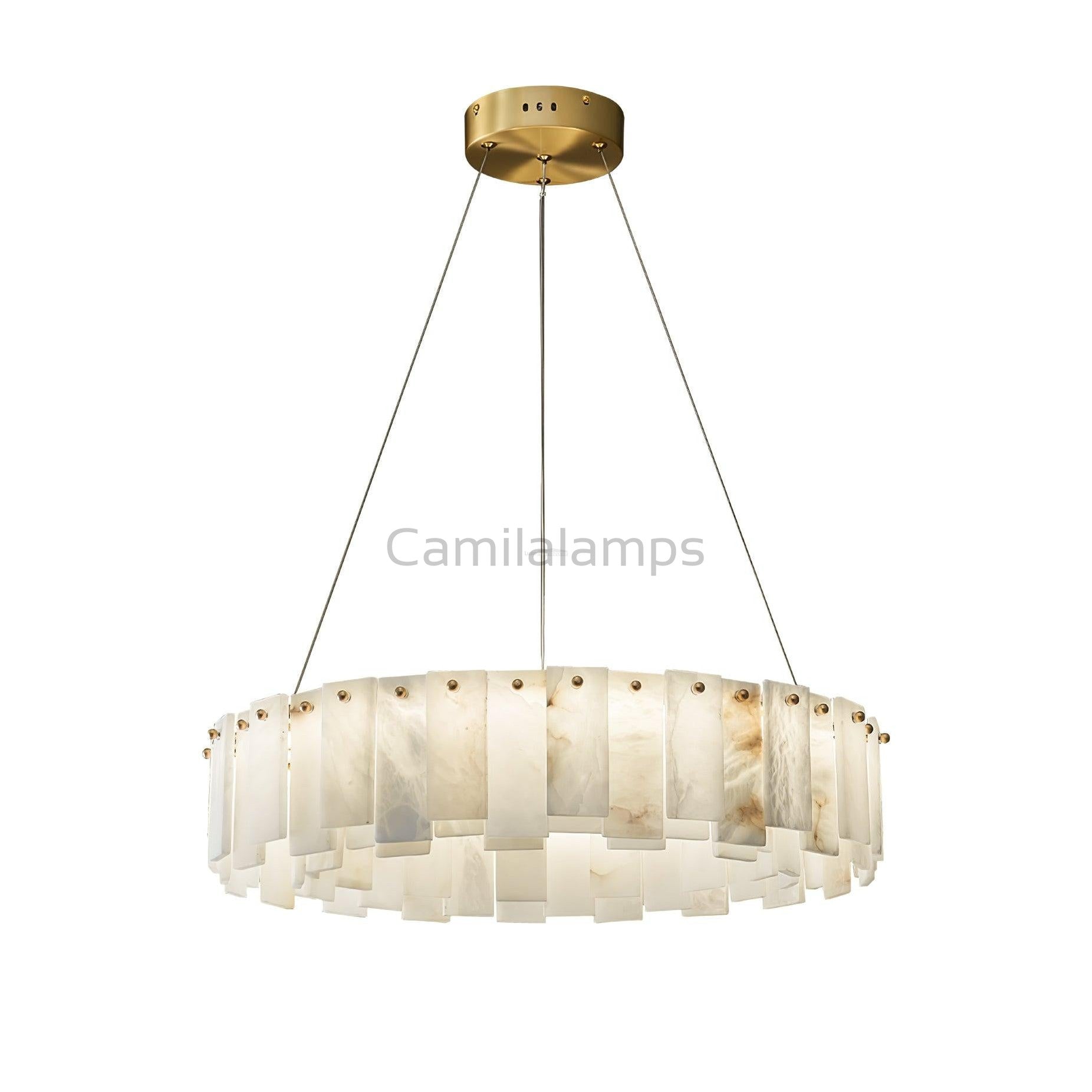 Celestial Alabaster Round/Square Chandelier - Camilalamps - Celes - 1724 - 1 lay - Brass - Three - 2