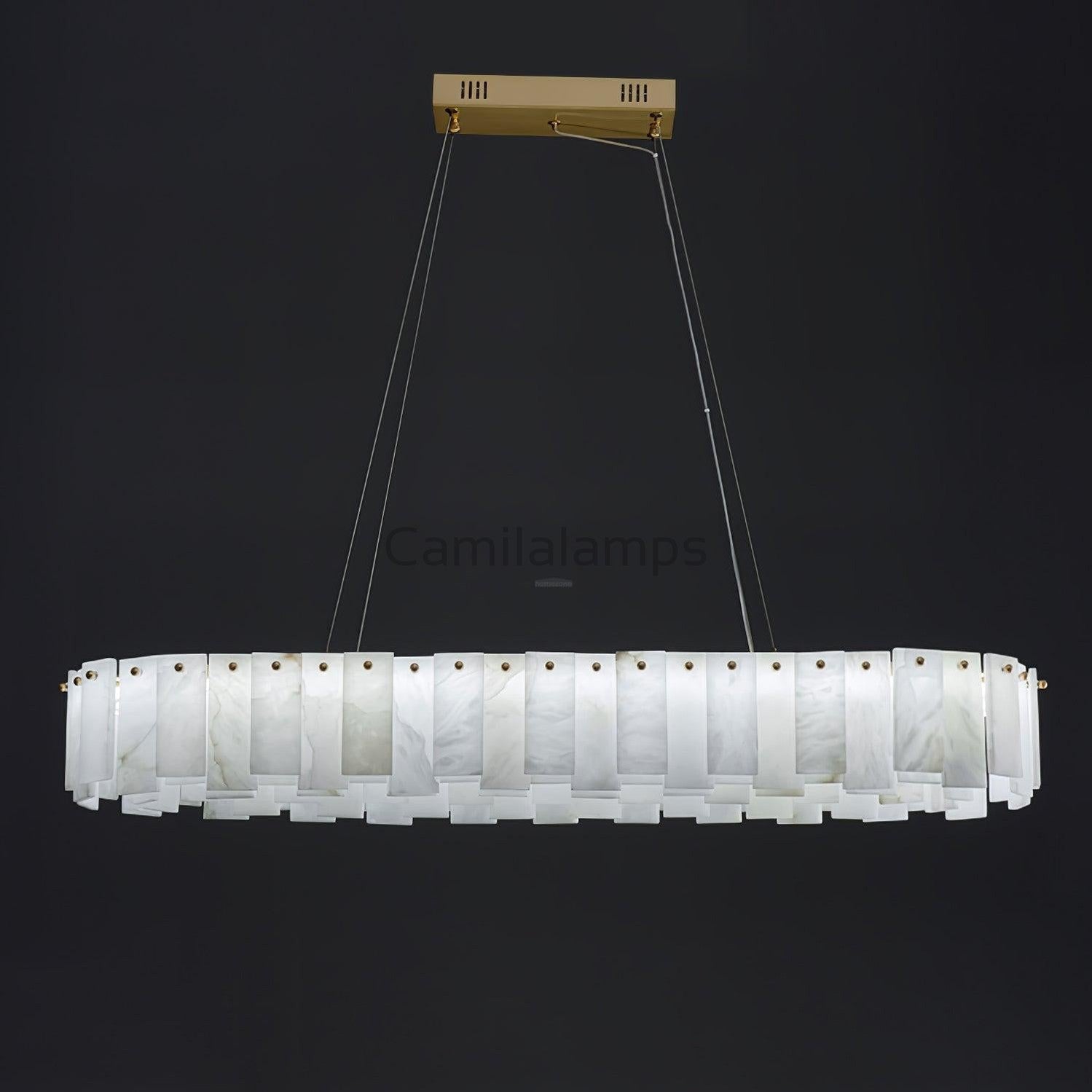 Celestial Alabaster Round/Square Chandelier - Camilalamps - Celes - 1724 - Long - Brass - Three - 7